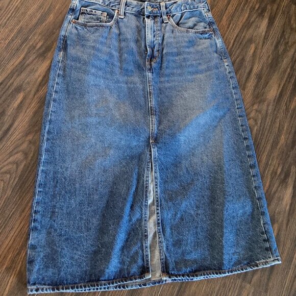 OLD NAVY 100% Cotton Blue Denim High-Rise Denim Maxi Skirt NWOT/SIZE 12 - Picture 1 of 6